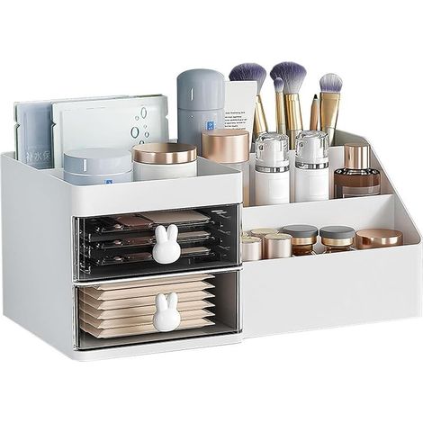 Organisateur Maquillage Rangement Maquillage avec 2 tiroirs, Convient pour Le Meuble de Salle de Bain, la Chambre à Coucher, étanche à l'eau et à la poussière (1/5)