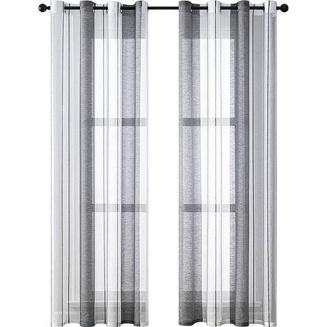 Rideaux à œillets filtrant la lumière, voilages rayés, panneaux décoratifs pour fenêtres — 140 x 244 cm (Lot de 2) (1/5)