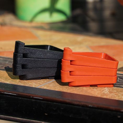 Lot de 12 supports pour pots de fleurs, socles invisibles d'extérieur, résistants aux taches et à l'eau, noir/orange (1/5)