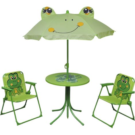 Jeu de bistro avec parasol pour enfants 3 pcs Ensemble Table et Chaises de jardin Vert 41146 (1/5)