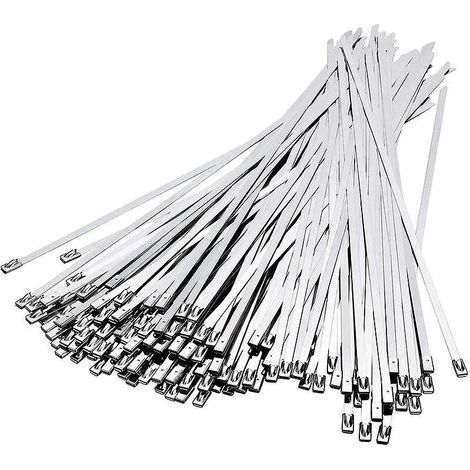 100 bridas de acero inoxidable, 300 mm x 4,6 mm, sujetadores de cables de acero inoxidable, bridas de acero inoxidable para cintas de escape, grupos de cables, etc. (1/5)