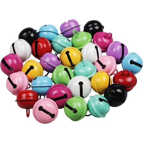 30 clochettes de 22 mm multicolores pour loisirs créatifs, Noël, décorations, bijoux, sonnettes pour chien (1/5)