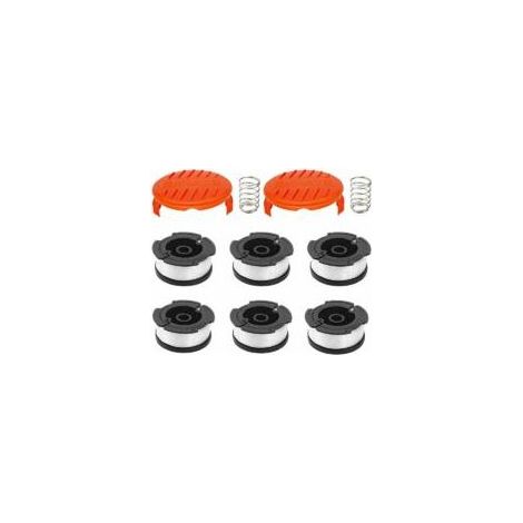Lot De 6 Bobines De Ligne Avec 2 Couvercles Pour Remplacer Les Coupe-Bordures Black Decker Bobine De Rechange Capuchon De Coupe-Herbe À Alimentation Automatique Chaîne Af-Lot De 1006 Bobines Avec- Cre (1/4)