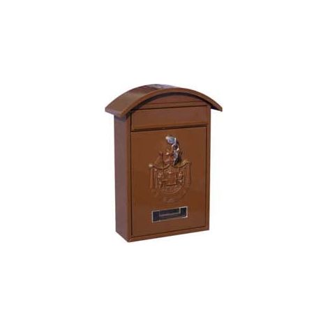 Boîte aux lettres 21x6x31 cm en métal peint en brun avec auvent