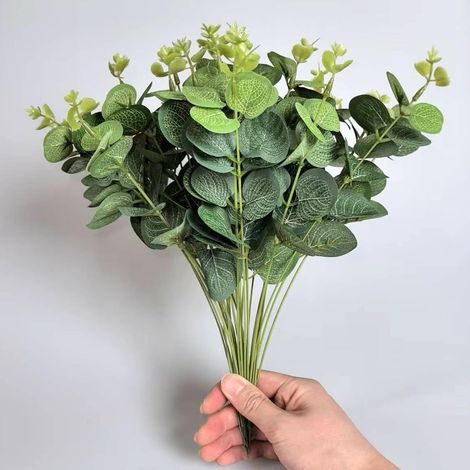 20 Eukalyptuszweige, Geldbaumblätter, Grünpflanzen, Zweige für Blumensträuße, künstliche Blumen, perfekt für Hochzeiten, Partys, Bankette, Familienfeiern, Ostern, Dekorationen (1/4)