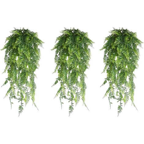 Lot de 3 fleurs artificielles en plastique, fausses plantes vertes courtes, lianes (1/5)