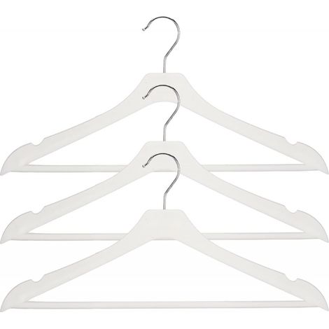 Pack 3 perchas de plástico organizador con barra pantalon Blanco (1/5)