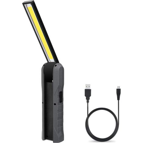 Baladeuse Led Rechargeable, Lampe de Travail 5 Modes Lampe Mecanicien Torche Pliable Lampe avec Base Magnétique Lampe d'Inspection pour Camping, Réparation Automobile, Gris
