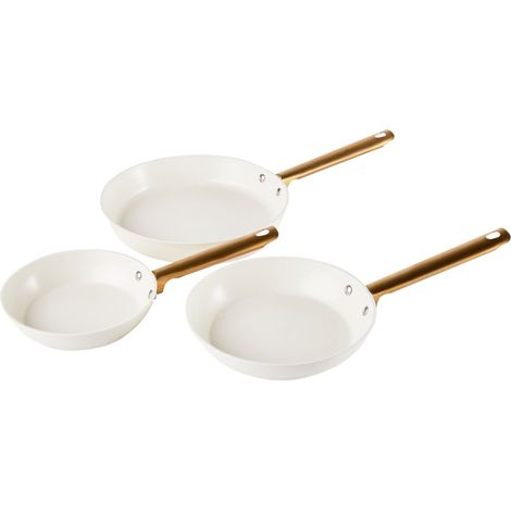 Set di 3 padelle con rivestimento in ceramica antiaderente in alluminio bianco sporco Elite Pro