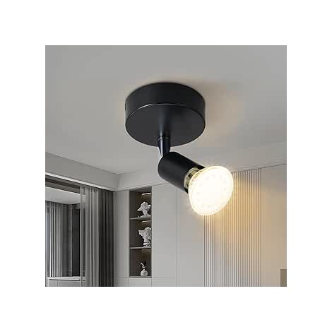 GBLY Lámpara de techo LED 1 focos giratorios y basculantes , GU10 , Foco de techo , Moderno , Iluminación interior de techo LED cocina dormitorio salón , IP20 , sin bombillas，Negro ， Set 3