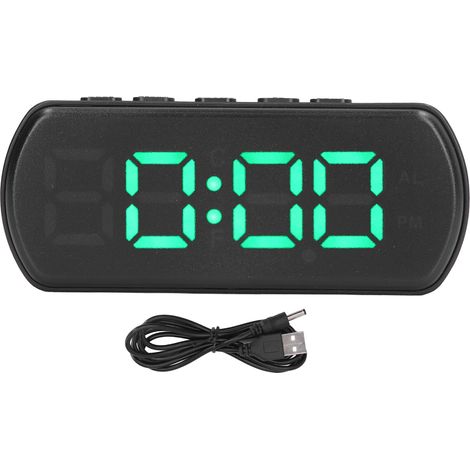 Digitaler Wecker mit grüner LED-Beleuchtung, Schlummerfunktion und Temperaturanzeige, 12/24-Stunden-Anzeige, kleiner elektronischer Tischwecker für Küche, Büro und Schlafzimmer (1/5)