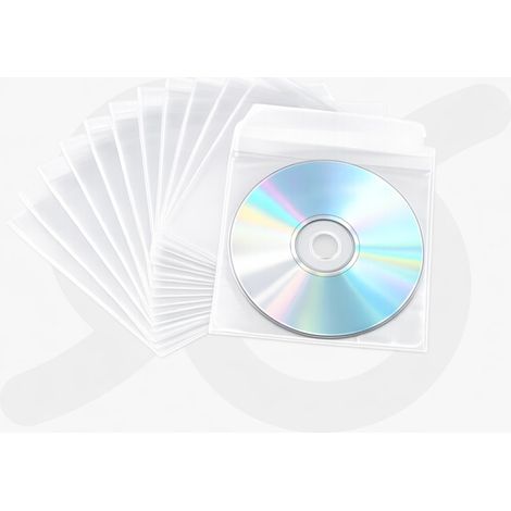 100 Bustine Trasparenti per CD e DVD con Aletta Inclusa per una Facile Chiusura (1/4)