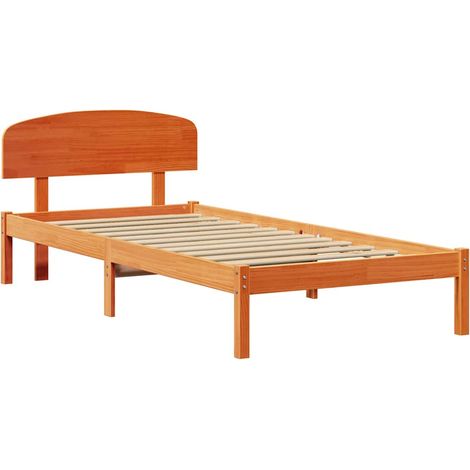 Lit simple,Lit adulte,Cadre de lit Marron 90 x 200 cm Bois de pin massif CFW9752165 (1/5)