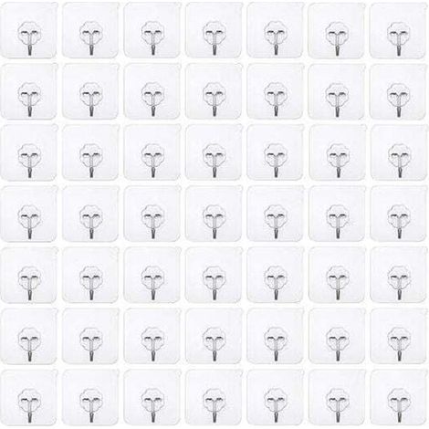50 ganchos adhesivos sin perforaciones, gancho autoadhesivo sin perforaciones, gancho de pared transparente, gancho adhesivo transparente, gancho para puerta, gancho impermeable, ideal para la pared d (1/4)