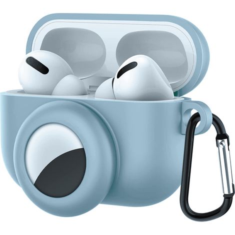Etui Silicone Pour Airpods Pro - Compatible AirTag - Attache Porte-Clefs Intégrée - Protection Antichoc - 73 x 50 x 34 mm - 1 Pièce (1/5)