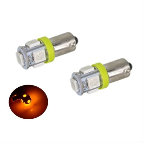 (Yellow-orange)BA9S LED with 5 SMD5050 chips 2-pack T4W shape silver gray yellow-orange 2-pack (1/5)