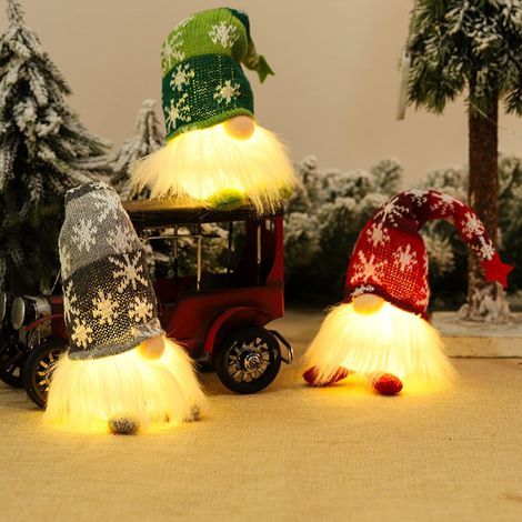 Light-up plush Christmas elf table decorations, indoor Christmas decorations, handmade Swedish Scandinavian ornaments (B) (1/5)