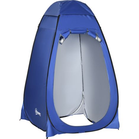 Tente de toilette pliable, 120 x 120 x 190 cm, tente de douche de camping mobile, cabine de change avec poche intérieure, polyester, bleu foncé, à installer sur place (1/5)