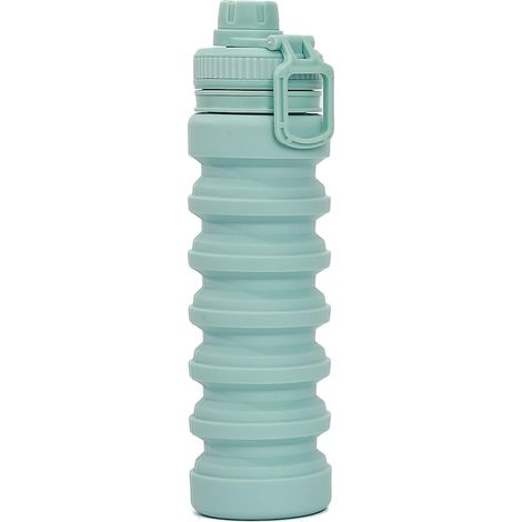 Faltbare Silikon-Trinkflasche für unterwegs, 750 ml – Faltbar und tragbar, lebensmittelechtes Material, geeignet zum Abkochen von Wasser, leicht für Camping, Wandern und den täglichen Gebrauch (Grün) (1/5)