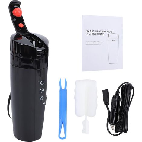 Tasse chauffante voiture, Tasse thermique électrique avec affichage LED et anti-goutte, Réservoir 0.4L en acier inoxydable, pour trajets auto camion SUV bureau voyage (1/5)
