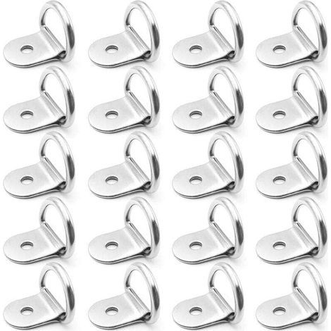 Anneaux D'arrimage INOX 20 Pièces Anneaux D'arrimage en D Ancrage Anneaux Arrimage pour Remorques Machinerie Lourde Outils Électriques Camping 36x25mm Argent (1/5)