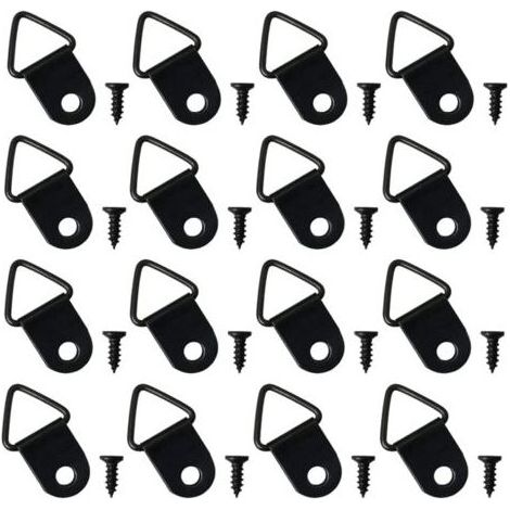 100 Stück Bilderhaken zum Aufhängen von Bildern ohne Bohren, Metallringbefestigungen für Bilderrahmen, Spiegelbefestigungen, Wanddekoration (Schwarz) (1/5)