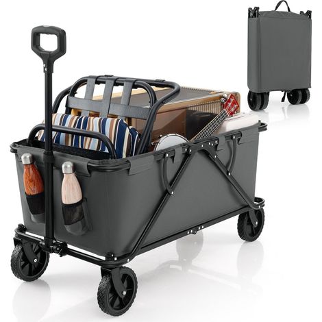 Collapsible Foldable Wagon Heavy-Duty Wagon Cart w/ Adjustable Handlebar (1/5)