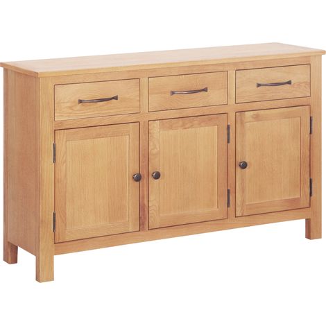 Sideboard Braun 112 x 33,5 x 70 cm Massivholz Eiche