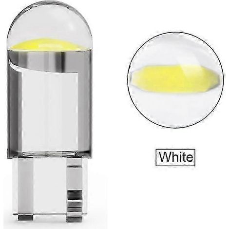Lot de 2/10 ampoules LED T10 COB W5W 194 168 pour éclairage de plaque d'immatriculation, feu de gabarit, éclairage d'instrumentation, style automobile, blanc/bleu, 12 V (1/5)