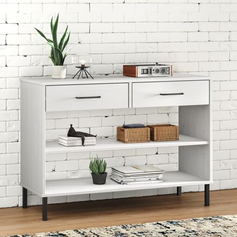 Armario consola patas de metal madera maciza pino blanco OSLO vidaXL (1/5)