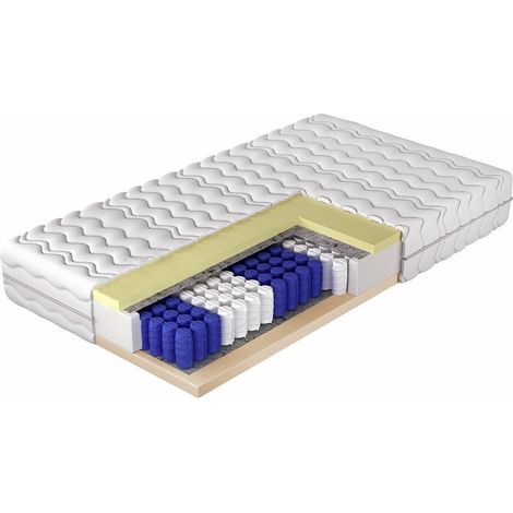 Matelas Lilio , Avec ressorts (Pocket), Coton, Latex, 7 matelas à 7 zones de dureté, Feutre, Matériau viscoélastique (1/2)
