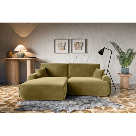 Canapé d'Angle gauche avec fonction de couchage Noboo coffre en velours côtelé moutarde du fabricant -VINOTTI (1/5)