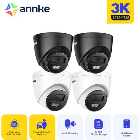 ANNKE 5MP PoE Cámaras de Videovigilancia Exterior Doble Luz Smart Cámara Seguridad IP67 Impermeable Visión Nocturna Color,4pcs