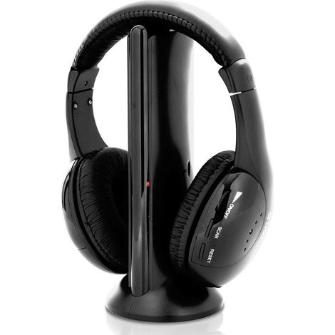 1 Casque sans fil, microphone intégré, stéréo Hi-Fi, 5 en 1, pour TV radio et appel vocal (1/5)