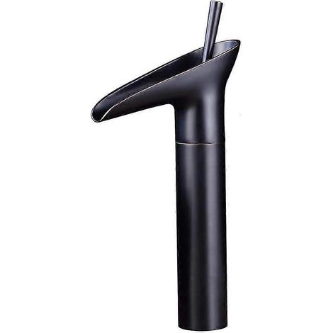 Robinet mitigeur de lavabo à effet cascade, finition bronze brossé vintage et cuivre noir, robinet monocommande pour (1/5)