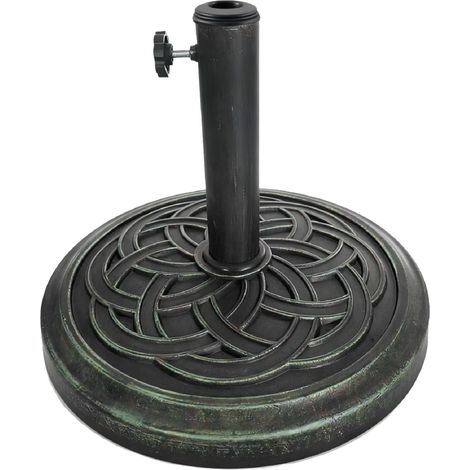 Relaxdays Base per ombrellone, per aste da 34-48 mm, Ø 45 cm, Vintage, nero/verde