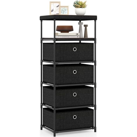 COSTWAY Cassettiere in Tessuto con 3 Cassetti Pieghevole, Comò Camera da Letto con Struttura in Metallo, Armadietto Moderno Salvaspazio per Soggiorno, Ufficio e Corridoio (40 x 30 x 99,5 cm) (1/5)