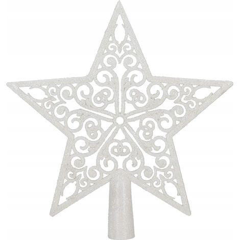STELLA PUNTA PER ALBERO DI NATALE STELLA INDESTRUTTIBILE BIANCA DECORAZIONE NATALIZIA 22cm