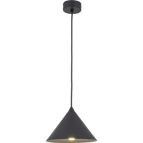 Suspension en métal D : 19 cm rond H : max. 155 cm Noir E27 Design rétro (1/4)