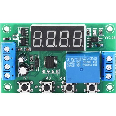 Relay Switch, 30g/1.1oz YYC-2S Adjustable Timer Relay Automation Control Switch Module with LED Display and Plastic Material, 24 Functions (12V) (1/5)