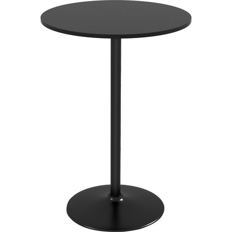 Tavolo Alto da Bar Moderno Rotondo con Base Ø70x102 cm in Acciaio e Piano in MDF Nero (1/5)
