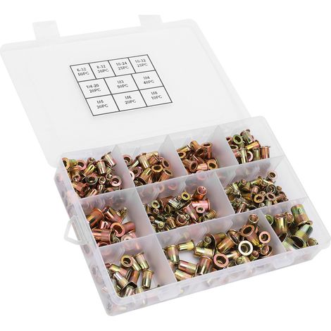 300-teiliges Set Blindnietmuttern, farbig verzinkt, Stahl, vertikale Maserung, Hardware-Zubehör (1/5)