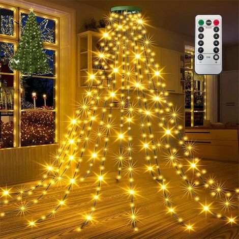 LED Guirlande Sapin de Noël 200 LED, 1.5 m 10 guirlandes, 8 modes avec minuterie, décoration pour fêtes, mariages (blanc chaud) (1/5)