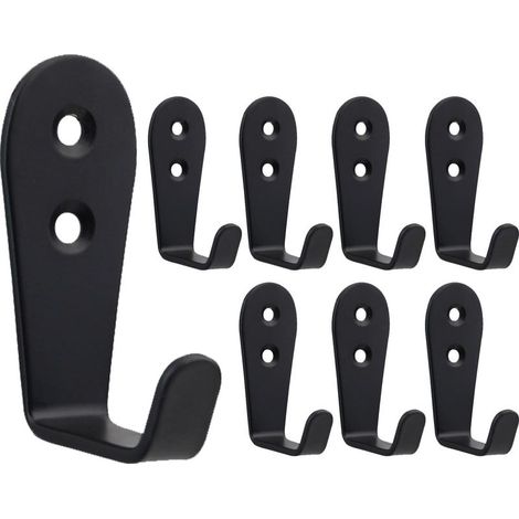 Black Wall Hooks, Heavy Duty Stainless Steel Wall Mounted Coat Rack, Small Individual Hook for Hanging Coats, Clothes, Jackets, Bathrobes, Towels, Hats, Keys, Bags, Cups (1/5)