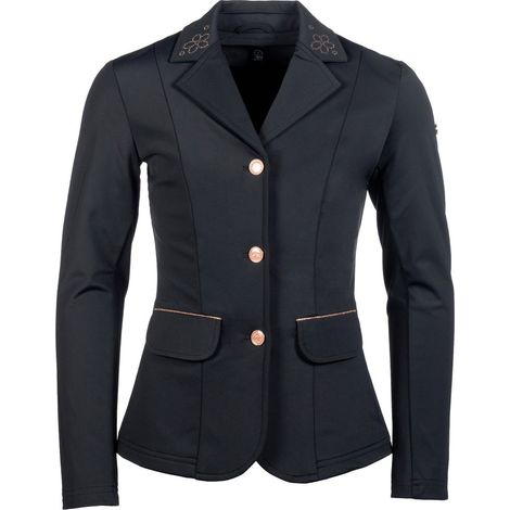 11/13 anni, Blu scuro: Mädchenwettkampfjacke mit roségoldenen Strasssteinen am Kragen Modell Flora Kids (1/5)