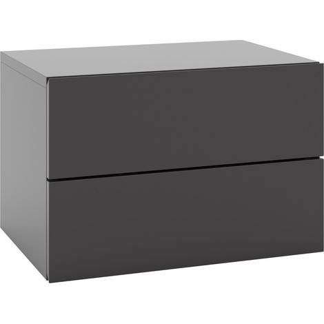 Comodino con cassetti set da 2 Tavolino da letto da parete Grigio (1/5)