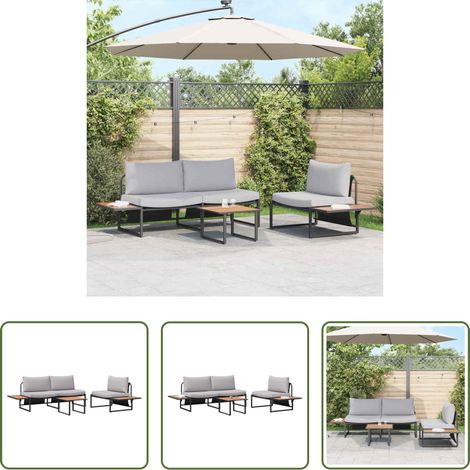 Garten Tisch - Garten Essgruppe 3 pcs Hellgrau Stahl (1/5)