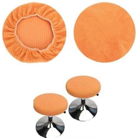 Housses de tabourets ronds (lot de 2 pièces orange), adaptées aux tabourets 28-40cm, bar et café, housses de tabourets ronds élastiques, lavables et faciles à entretenir, douces et durables