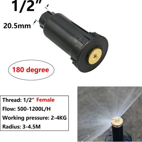 Arroseur escamotable à 90°, 180° et 360° (filetage interne 1/2 pouce) pour irrigation de jardin, 1 pièce (1/5)