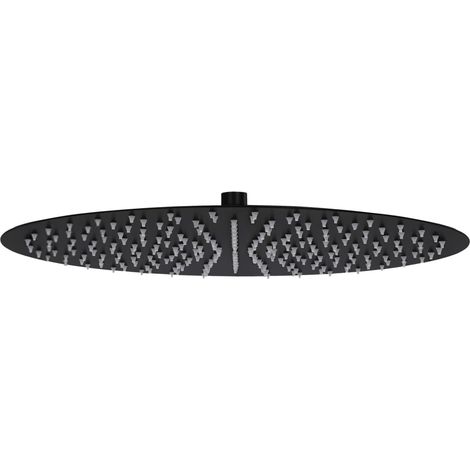 Pomme de douche pluie pulvérisateur pommeau de douche tête de douchette accessoire de salle de bain acier inoxydable 40 cm ronde noir